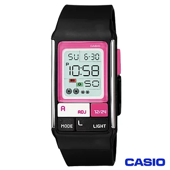 CASIO卡西歐 新幾何積木方塊風格電子腕錶-黑紅 LDF-52-1A