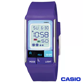 CASIO卡西歐 新幾何積木方塊風格電子腕錶-紫 LDF-52-6A