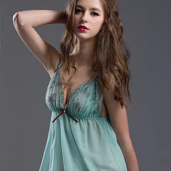 【皮爾卡登】薄荷綠深V刺繡睡衣