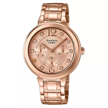CASIO SHEEN閃爍星空晶鑽腕錶-玫瑰金