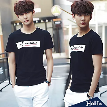 T恤 夏季韓版短袖上衣 二色-HeHa-L（黑色）