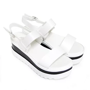 【Pretty】韓系簡約寬帶鬆糕厚底涼鞋23白色