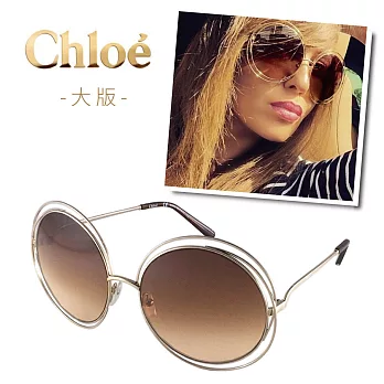 【Chloe 太陽眼鏡】CE114S-784-名媛配帶同款墨鏡(雜誌型錄款-玫瑰金框/棕色漸層色)