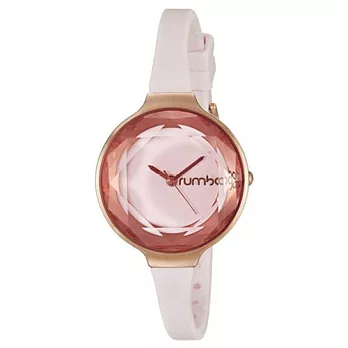 Rumba Time 寶石水晶系列牡丹 玫瑰金錶框/粉色錶帶/30mm