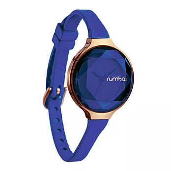 Rumba Time 寶石水晶系列 玫瑰金錶框/30mm靛藍