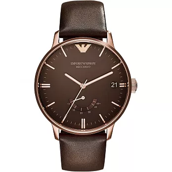 【EMPORIO ARMANI】復古基本款機械錶(AR4657)/45mm