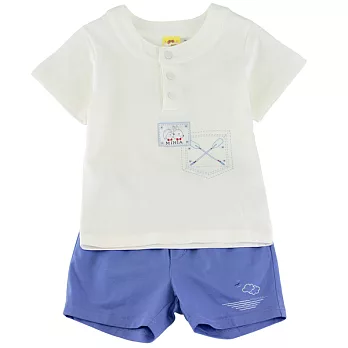 【愛的世界】純棉圓領短袖套裝-台灣製-80寶藍色