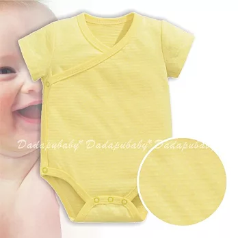 網眼包屁衣 側開 短袖 新生兒 軟綿 織花 洞洞布 透氣 前開 側釦開襟 和服3M黃點