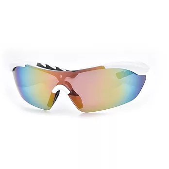 TX 戶外運動(自行車/登山/慢跑) 抗UV紫外線 偏光太陽眼鏡 2150 極地白/酷炫七彩片