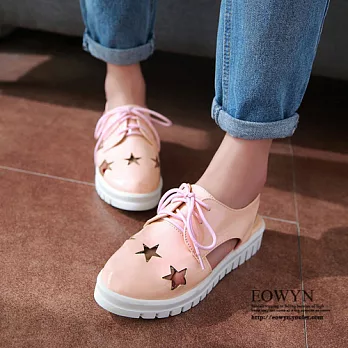 EOWYN.時尚新款涼鞋雕花後鏤空系帶平底休閒包鞋EMD04756-57/3色/34-39碼現貨+預購34粉色