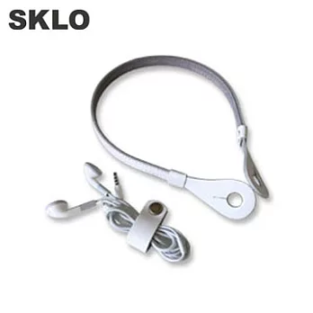 SKLO《日本手工》iHooc耳機掛具(L)-純白x灰/含線材收納帶