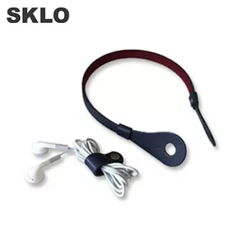 SKLO《日本手工》iHooc耳機掛具(L)-藍x酒紅/含線材收納帶
