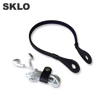 SKLO《日本手工》iHooc耳機掛具(L)-黑色/含線材收納帶