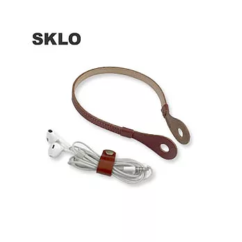 SKLO《日本手工》iHooc耳機掛具(L)-棕色x駝色/含線材收納帶