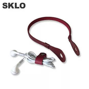 SKLO《日本手工》iHooc耳機掛具(L)-紅色/含線材收納帶