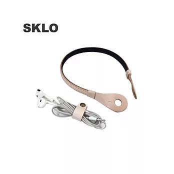 SKLO《日本手工》iHooc耳機掛具(L)-白x黑/含線材收納帶