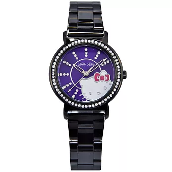 【HELLO KITTY】凱蒂貓探頭可愛時尚錶款 (黑/紫 LK628LBVI-S)