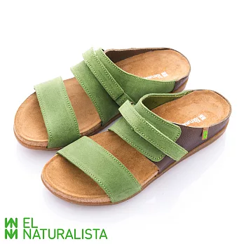 EL Naturalista(女) ZUMAIA 軟木塞再生大底勃肯系休閒拖鞋 - 咖綠36綠