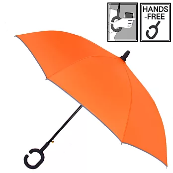 【2mm】風尚品味C型免持握把自動直傘(橙色)