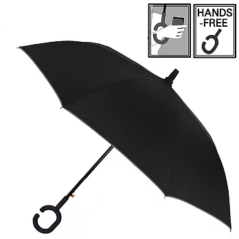 【2mm】風尚品味C型免持握把自動直傘(黑色)