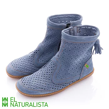 EL Naturalista(女) EL VIAJERO 輕鬆穿麂皮洞洞流蘇短靴 - 天晴藍36藍