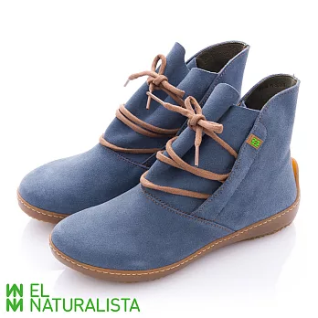 EL Naturalista(女) BEE 哥本哈根式奢華麂皮綁帶精靈短靴 - 漾藍36藍
