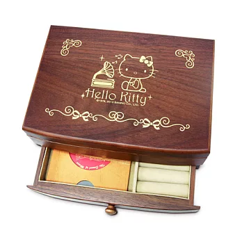 【Hello Kitty】三麗鷗授權胡桃木 音樂盒 收納盒