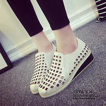 EOWYN.時尚英倫休閒復古透氣雕花圓頭厚底平跟包鞋EMD04829-67/2色/34-39碼現貨+預購34灰色