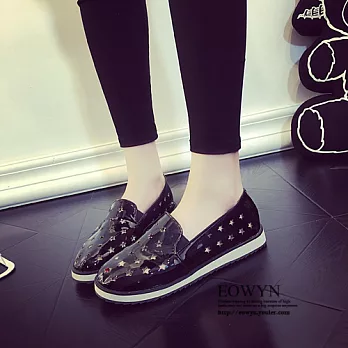 EOWYN.春夏時尚新款樂福鞋五星雕花圓頭休閒平底包鞋EMD04830-65/2色/34-39碼現貨+預購34黑色