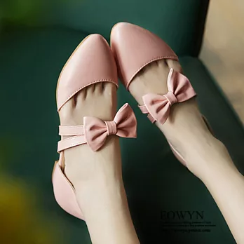 EOWYN.優雅時尚春夏新款涼鞋中空蝴蝶結休閒平底鞋EMD04846-63/3色/34-39碼現貨+預購34粉色