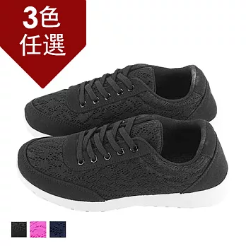 FUFA MIT 異材質拼接質感透氣休閒鞋 (S126)-共3色23全黑色