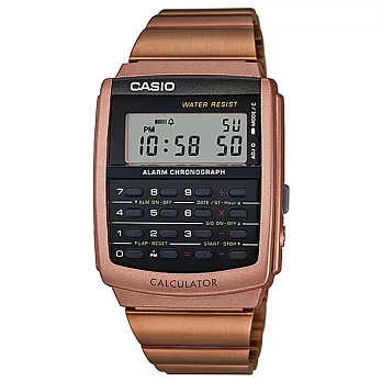 CASIO 大次元經典復古運動錶-黑X古銅色
