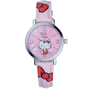 【HELLO KITTY】凱蒂貓甜心蝴蝶結造型手錶 (粉紅 KT002LWPP)