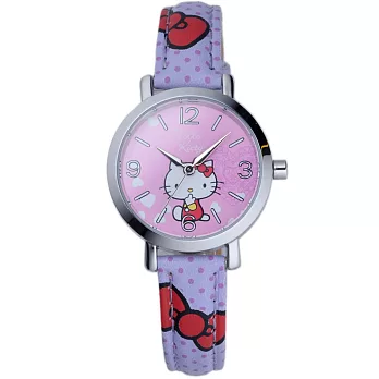 【HELLO KITTY】凱蒂貓甜心蝴蝶結造型手錶 (紫 KT002LWVV)