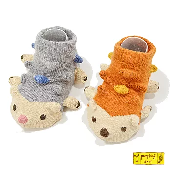 【日本 Pompkins Baby】3D松鼠造型襪子(橘色小刺蝟)