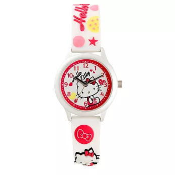 【HELLO KITTY】凱蒂貓亮眼立體印花手錶 (白 KT013LWWW-A)