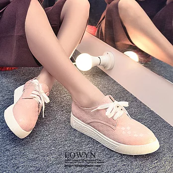 EOWYN.春夏百搭新款圓頭系帶休閒平底包鞋/樂福鞋EMD04895-60/3色/34-39碼現貨+預購34粉色