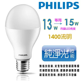 【PHILIPS 飛利浦】純淨光LED球泡燈 13W 全電壓燈泡 4入組白光