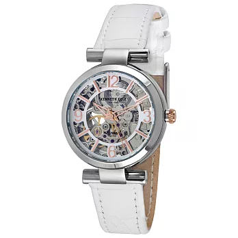 Kenneth Cole 寂寞星圖鏤空機械皮帶腕錶-KC10022296