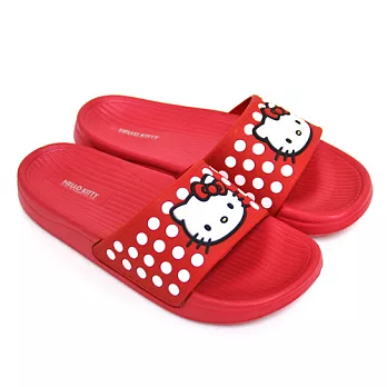 HELLO KITTY 凱蒂貓圖案圓點防水萬用拖鞋37紅色
