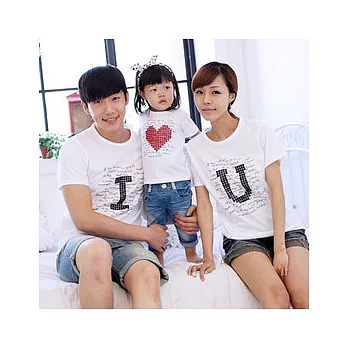 韓版I love U 印花短袖親子裝(小孩)90白色