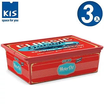 義大利 KIS C BOX 復古車系列收納箱 L (附滾輪) 3入