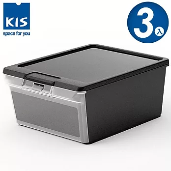 義大利 KIS TWIN BOX 側開收納箱 M 黑色 3入無