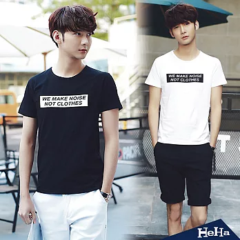 T恤 圓領修身字母潮流短T 三色-HeHa-L(白色)