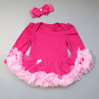 日安朵朵 / 女嬰精緻雪紡蓬蓬裙連身衣 –桃紅芭比Barbie0-6M（長袖款）
