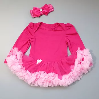 日安朵朵 / 女嬰精緻雪紡蓬蓬裙連身衣 –桃紅芭比Barbie0-6M(長袖款)