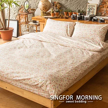 幸福晨光《鄉村玫瑰》雙人加大三件式100%精梳棉床包枕套組