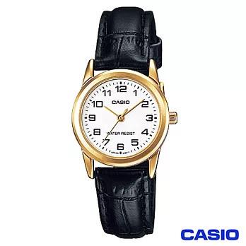 CASIO卡西歐 時尚休閒金系女性皮帶腕錶 LTP-V001GL-7B