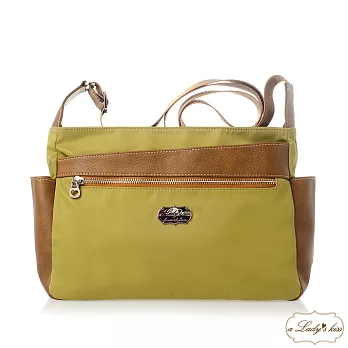 【a Lady ’s真皮】簡約幾何風多口袋斜背包(抹茶綠)