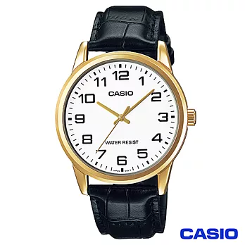 CASIO卡西歐 休閒時尚簡潔大方數字皮帶腕錶 MTP-V001GL-7B